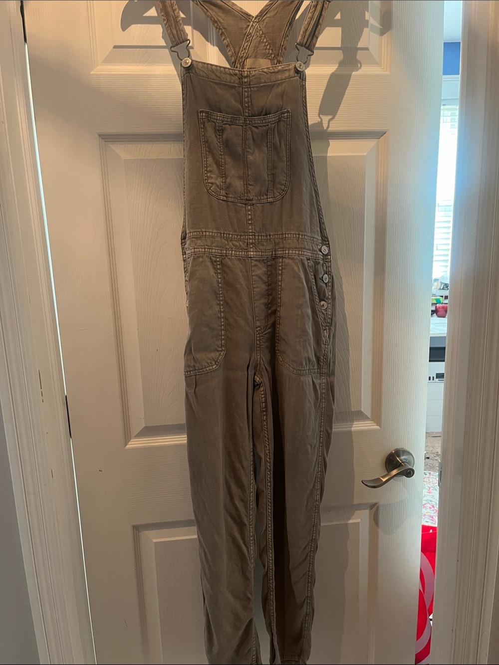 American Eagle Outfitters Taupe Canvas Overalls